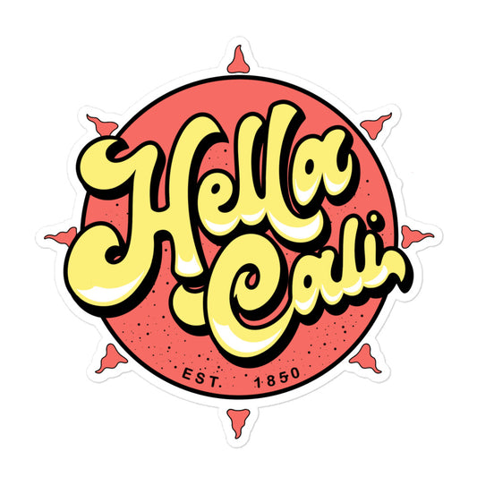 Hella Cali Orange Sun Yellow/Black Lettering Logo Sticker