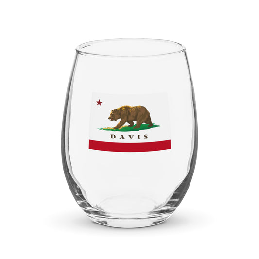Davis CA Stemless wine glass - CAFlags