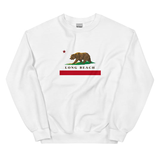 white Long Beach CA Flag Sweatshirt