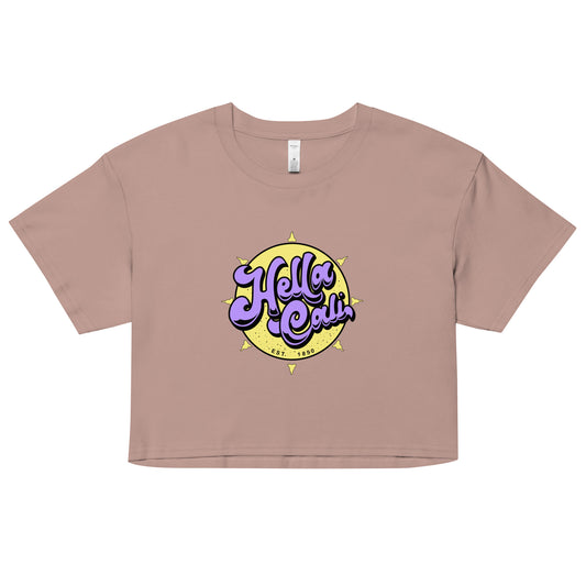 Hella Cali Crop Top (purple & yellow logo)